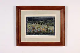 Raj Indian Parading Vintage Original Watercolor Painting 23" #45536