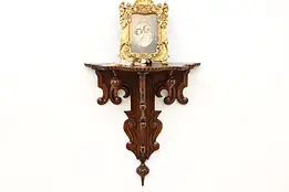 Victorian Antique Swedish Carved Oak Wall Bracket Shelf #46095
