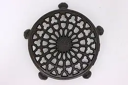Farmhouse Antique Cast Iron Round Fireplace Trivet, Paw Feet #46902