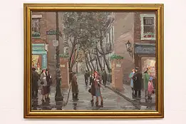 Night Street Scene Vintage Original Oil Painting Lazarev 34" #46378