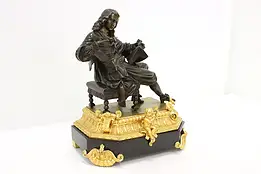 French Bronze Antique Renaissance Writer Sculpture on Marble #45718
