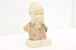 Victorian Antique Alabaster & Marble Sculpture of Young Girl #45954