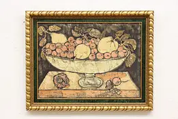 Fruit Bowl Original Vintage Batik Painting, Signed 24.5" #47156