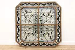 Stained Glass Antique Architectural Salvage Ceiling Window #47200