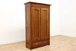 Farmhouse Antique Ash Rustic Country Wardrobe Closet Armoire #37868