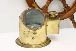 Industrial Salvage Vintage Brass Ship Compass Oil Lamp Plath #47091