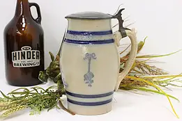 German Antique Stoneware & Pewter "Prosit" Beer Stein or Mug #45863