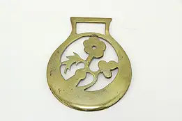 Horse Vintage Brass Harness Medallion, Flower #45904
