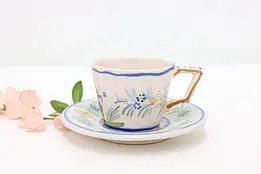 French Brittany Vintage Quimper Hand Painted Cup & Saucer #44029