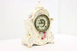 Victorian Antique Royal Bonn Porcelain Mantel Clock, Ansonia #47113