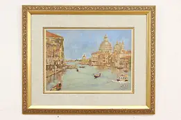 Venice Grand Canal Vintage Original Oil Painting Signed 31" #46680