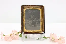 Victorian Antique 1840s Daguerreotype Photograph, Farm Wagon #44915