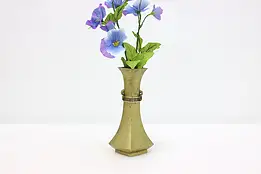 Asian Antique Brass Trapezoid Vase, Elephant Heads #46816