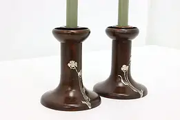 Pair of Arts & Crafts Antique Bronze Candlesticks, Heintz #47058