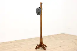 Arts & Crafts Mission Antique Oak Coat & Hat Tree Hall Stand #48112