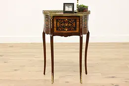 French Design Vintage Rosewood Demilune Nightstand Marquetry #48255