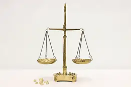 Victorian English Antique Brass Balance Scale w/ Weights #47887