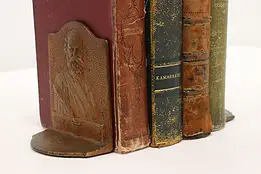 Pair of Antique Bronze Finish Henry Longfellow Bookends #48517