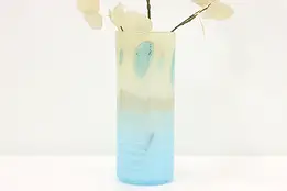 Blown Art Glass Vintage Blue & White Flower Vase #48791