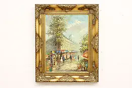 Monmartre Paris Vintage Original Oil Painting Signed 32" #48457