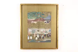 Chinese Marketplace Antique Original Lithograph Print 25" #48459