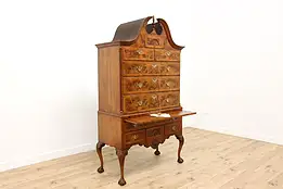 Georgian Design Antique Walnut & Burl Highboy or Tall Chest #49024