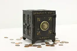 Victorian Cast Iron Antique Combination Safe Coin Bank #46757