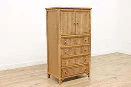Wicker Vintage Dresser Tall Chest or Armoire, Link Lexington #49708