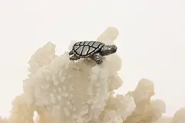 Miniature Vintage Pewter Snapping Turtle Sculpture, Signed #49867