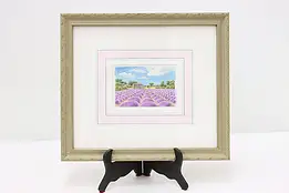 Lavender Field Original Watercolor Painting, Franck 13" #49151