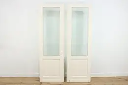 Pair Antique Architectural Salvage Doors, Etched Glass Birds #49784