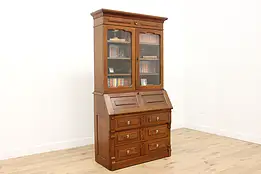 Victorian Antique Office Library Secretary Desk & Bookcase #49626