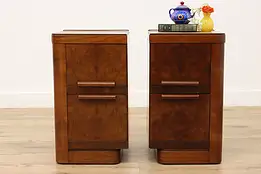 Pair of Art Deco Walnut Nightstands or End Tables, Cavalier #49875