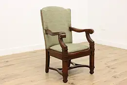 Traditional Antique Carved Walnut Office Desk Chair, Clemco #49280