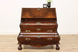 Baroque Vintage Walnut Drop Front Secretary, Secret Drawers #49899