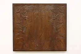 Art Nouveau Antique Carved Beech Wall Panel, Angels & Doves #49954