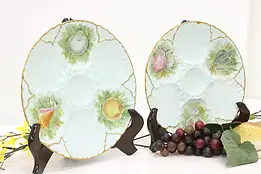 Pair of Vintage German Hand Painted Oyster Plates, Bareuther #50088
