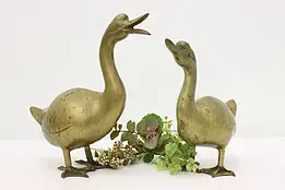 Pair of Vintage Farmhouse Brass Goose Sculptures #49429