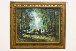 Woodland Dining Vintage Original Oil Painting Gilbert 39" #49812