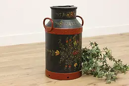 Norwegian Farmhouse Vintage Painted Cast Iron Milk Can #49907