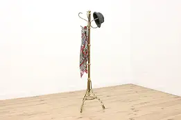 Traditional Design Vintage Brass Hall Coat Stand, Swivel Top #48139