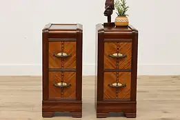 Pair of Art Deco Vintage Waterfall Nightstands or End Tables #50106