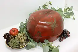 Chinese Vintage Walnut Shaped Box, Carved & Painted Figures #49217