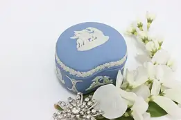 Wedgwood Vintage Blue Jasperware Trinket Jewelry Box Pegasus #49003
