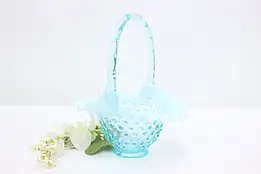 Teal Opalescent Vintage Hobnail Glass Bride Basket #50716