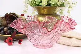 Cranberry Vintage Blown Glass Key, Candy or Decorative Dish #50414