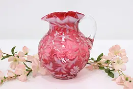 Victorian Antique Cranberry & Opal Glass Pitcher or Vase #50415
