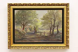 Country Road Vintage 1939 Original Oil Painting, Schmidt 36" #50799