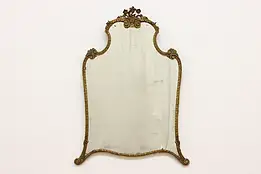 French Antique Carved Flowers Hall or Boudoir Wall Mirror #50295