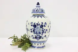 Dutch Hand Painted Porcelain Vintage Tea Jar Container Delft #50613